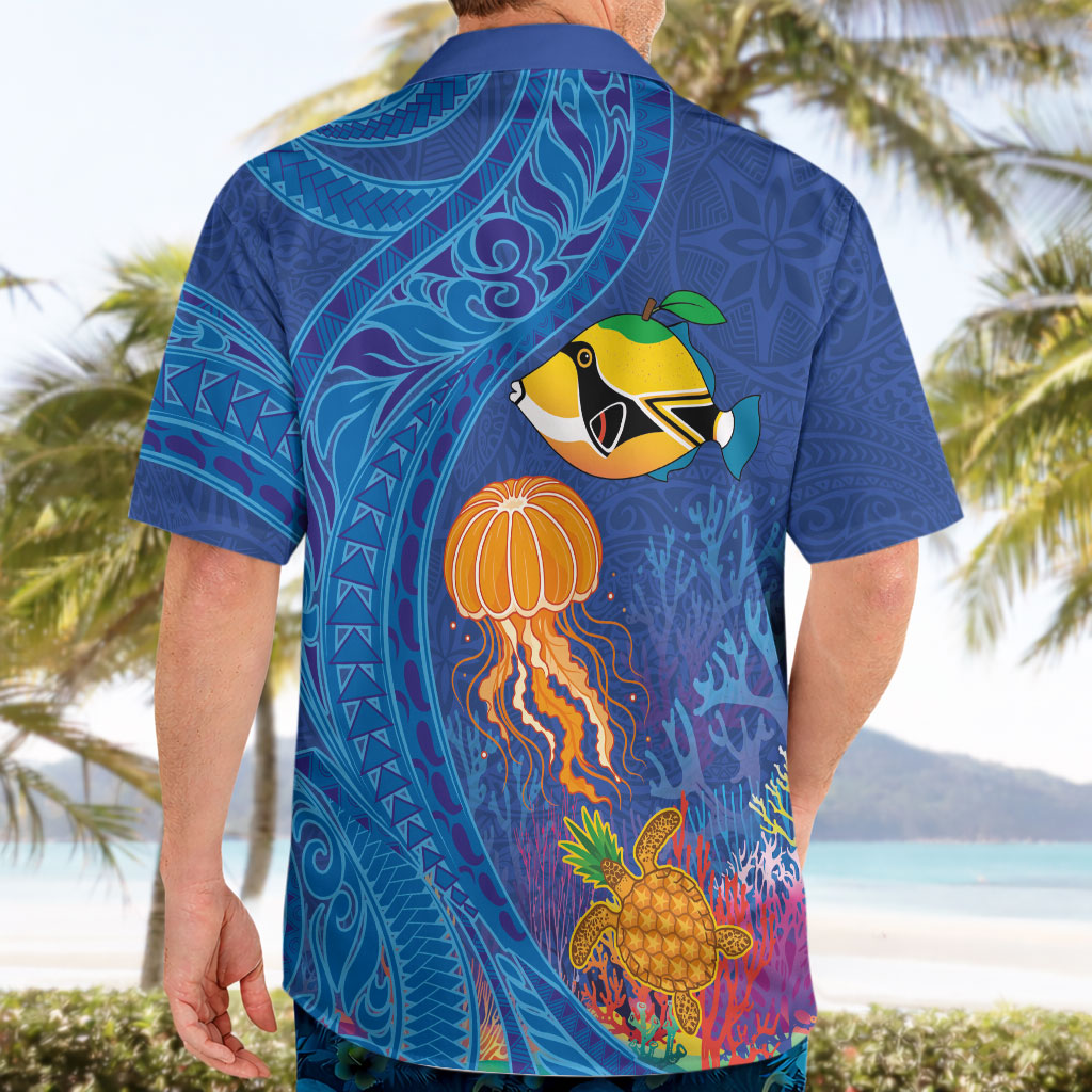 Hawaiian Funny Fruits Sea Animals Hawaiian Shirt Mango Reef Triggerfish and Pineapple Turtle and Mandarin Jellyfish LT03 - Polynesian Pride