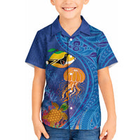 Hawaiian Funny Fruits Sea Animals Hawaiian Shirt Mango Reef Triggerfish and Pineapple Turtle and Mandarin Jellyfish LT03 - Polynesian Pride
