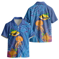 Hawaiian Funny Fruits Sea Animals Kid Hawaiian Shirt Mango Reef Triggerfish and Pineapple Turtle and Mandarin Jellyfish LT03 - Polynesian Pride