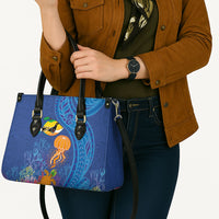 Hawaiian Funny Fruits Sea Animals Leather Bag Mango Reef Triggerfish and Pineapple Turtle and Mandarin Jellyfish LT03 - Polynesian Pride