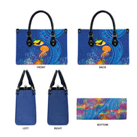 Hawaiian Funny Fruits Sea Animals Leather Bag Mango Reef Triggerfish and Pineapple Turtle and Mandarin Jellyfish LT03 - Polynesian Pride