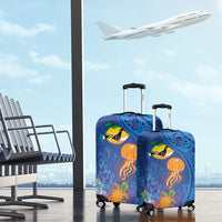 Hawaiian Funny Fruits Sea Animals Luggage Cover Mango Reef Triggerfish and Pineapple Turtle and Mandarin Jellyfish