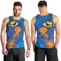 Hawaiian Funny Fruits Sea Animals Men Tank Top Mango Reef Triggerfish and Pineapple Turtle and Mandarin Jellyfish LT03 - Polynesian Pride