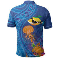 Hawaiian Funny Fruits Sea Animals Polo Shirt Mango Reef Triggerfish and Pineapple Turtle and Mandarin Jellyfish LT03 - Polynesian Pride