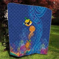 Hawaiian Funny Fruits Sea Animals Quilt Mango Reef Triggerfish and Pineapple Turtle and Mandarin Jellyfish LT03 - Polynesian Pride