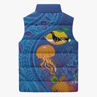 Hawaiian Funny Fruits Sea Animals Sleeveless Puffer Jacket Mango Reef Triggerfish and Pineapple Turtle and Mandarin Jellyfish LT03 - Polynesian Pride