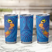 Hawaiian Funny Fruits Sea Animals Tumbler Cup Mango Reef Triggerfish and Pineapple Turtle and Mandarin Jellyfish LT03 - Polynesian Pride
