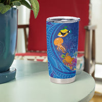 Hawaiian Funny Fruits Sea Animals Tumbler Cup Mango Reef Triggerfish and Pineapple Turtle and Mandarin Jellyfish LT03 - Polynesian Pride