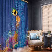 Hawaiian Funny Fruits Sea Animals Window Curtain Mango Reef Triggerfish and Pineapple Turtle and Mandarin Jellyfish LT03 - Polynesian Pride