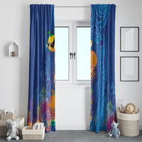 Hawaiian Funny Fruits Sea Animals Window Curtain Mango Reef Triggerfish and Pineapple Turtle and Mandarin Jellyfish LT03 - Polynesian Pride