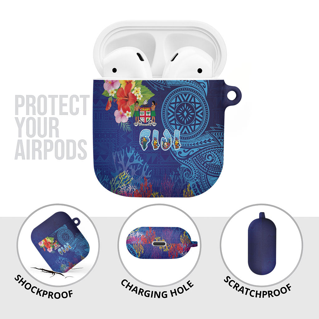 Fiji Day AirPods Case Coral Reef with Tapa Motifs and Hibiscus Ocean Vibe LT03 - Polynesian Pride