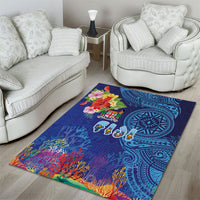 Fiji Day Area Rug Coral Reef with Tapa Motifs and Hibiscus Ocean Vibe LT03 - Polynesian Pride