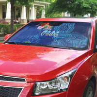 Fiji Day Auto Sun Shade Coral Reef with Tapa Motifs and Hibiscus Ocean Vibe LT03 - Polynesian Pride