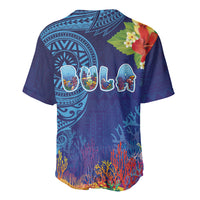 Fiji Day Baseball Jersey Coral Reef with Tapa Motifs and Hibiscus Ocean Vibe LT03 - Polynesian Pride