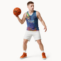 Fiji Day Basketball Jersey Coral Reef with Tapa Motifs and Hibiscus Ocean Vibe LT03 - Polynesian Pride