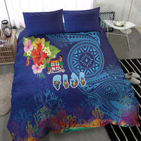 Fiji Day Bedding Set Coral Reef with Tapa Motifs and Hibiscus Ocean Vibe LT03 - Polynesian Pride