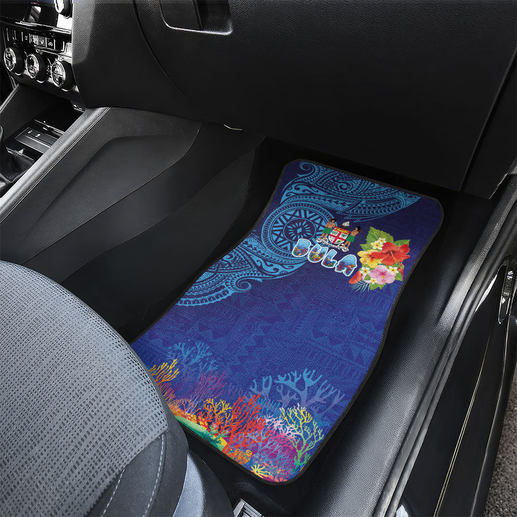 Fiji Day Car Mats Coral Reef with Tapa Motifs and Hibiscus Ocean Vibe LT03 - Polynesian Pride
