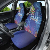 Fiji Day Car Seat Cover Coral Reef with Tapa Motifs and Hibiscus Ocean Vibe LT03 - Polynesian Pride