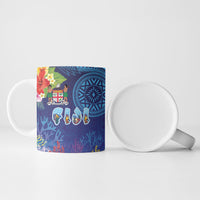 Fiji Day Ceramic Mug Coral Reef with Tapa Motifs and Hibiscus Ocean Vibe LT03 - Polynesian Pride