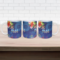 Fiji Day Ceramic Mug Coral Reef with Tapa Motifs and Hibiscus Ocean Vibe LT03 - Polynesian Pride