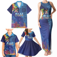 Fiji Day Family Matching Tank Maxi Dress and Hawaiian Shirt Coral Reef with Tapa Motifs and Hibiscus Ocean Vibe LT03 - Polynesian Pride