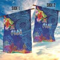 Fiji Day Garden Flag Coral Reef with Tapa Motifs and Hibiscus Ocean Vibe LT03 - Polynesian Pride