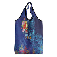 Fiji Day Grocery Bag Coral Reef with Tapa Motifs and Hibiscus Ocean Vibe LT03 - Polynesian Pride