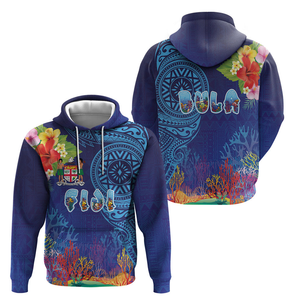 Fiji Day Hoodie Coral Reef with Tapa Motifs and Hibiscus Ocean Vibe LT03 - Polynesian Pride