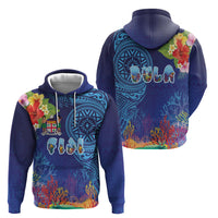 Fiji Day Hoodie Coral Reef with Tapa Motifs and Hibiscus Ocean Vibe LT03 - Polynesian Pride