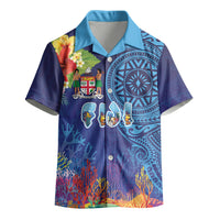 Fiji Day Kid Hawaiian Shirt Coral Reef with Tapa Motifs and Hibiscus Ocean Vibe LT03 - Polynesian Pride