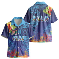Fiji Day Kid Hawaiian Shirt Coral Reef with Tapa Motifs and Hibiscus Ocean Vibe LT03 - Polynesian Pride