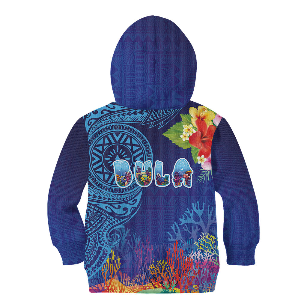 Fiji Day Kid Hoodie Coral Reef with Tapa Motifs and Hibiscus Ocean Vibe LT03 - Polynesian Pride