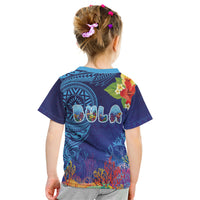 Fiji Day Kid T Shirt Coral Reef with Tapa Motifs and Hibiscus Ocean Vibe LT03 - Polynesian Pride