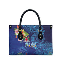 Fiji Day Leather Bag Coral Reef with Tapa Motifs and Hibiscus Ocean Vibe LT03 - Polynesian Pride