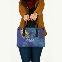 Fiji Day Leather Bag Coral Reef with Tapa Motifs and Hibiscus Ocean Vibe LT03 - Polynesian Pride