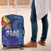 Fiji Day Luggage Cover Coral Reef with Tapa Motifs and Hibiscus Ocean Vibe LT03 Blue - Polynesian Pride