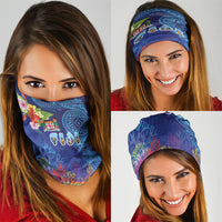 Fiji Day Neck Gaiter Coral Reef with Tapa Motifs and Hibiscus Ocean Vibe LT03 - Polynesian Pride