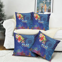 Fiji Day Pillow Cover Coral Reef with Tapa Motifs and Hibiscus Ocean Vibe LT03 - Polynesian Pride