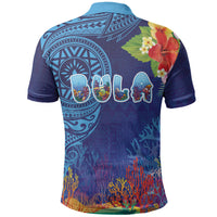 Fiji Day Polo Shirt Coral Reef with Tapa Motifs and Hibiscus Ocean Vibe LT03 - Polynesian Pride