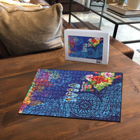 Fiji Day Puzzle Coral Reef with Tapa Motifs and Hibiscus Ocean Vibe LT03 - Polynesian Pride