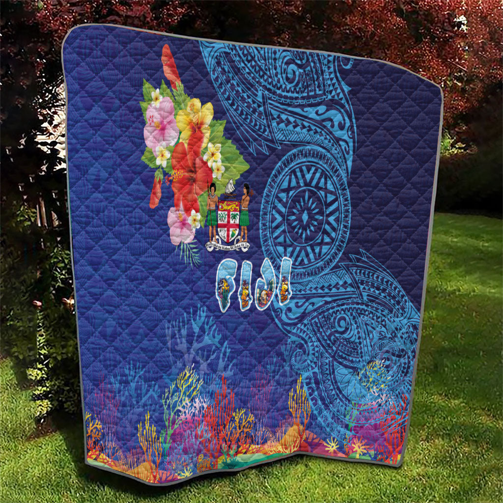 Fiji Day Quilt Coral Reef with Tapa Motifs and Hibiscus Ocean Vibe LT03 - Polynesian Pride