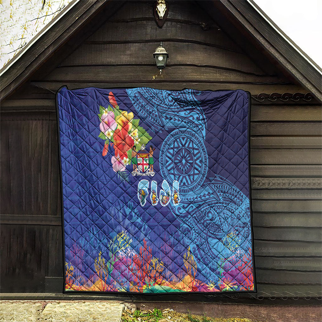 Fiji Day Quilt Coral Reef with Tapa Motifs and Hibiscus Ocean Vibe LT03 - Polynesian Pride