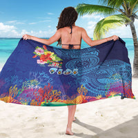 Fiji Day Sarong Coral Reef with Tapa Motifs and Hibiscus Ocean Vibe LT03 - Polynesian Pride