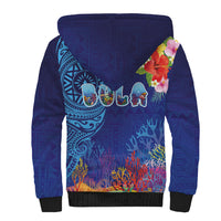 Fiji Day Sherpa Hoodie Coral Reef with Tapa Motifs and Hibiscus Ocean Vibe LT03 - Polynesian Pride