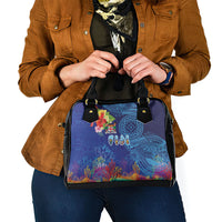 Fiji Day Shoulder Handbag Coral Reef with Tapa Motifs and Hibiscus Ocean Vibe LT03 - Polynesian Pride