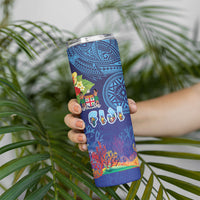 Fiji Day Skinny Tumbler Coral Reef with Tapa Motifs and Hibiscus Ocean Vibe LT03 - Polynesian Pride