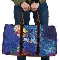 Fiji Day Travel Bag Coral Reef with Tapa Motifs and Hibiscus Ocean Vibe LT03 Blue - Polynesian Pride