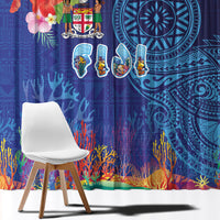 Fiji Day Window Curtain Coral Reef with Tapa Motifs and Hibiscus Ocean Vibe LT03 - Polynesian Pride