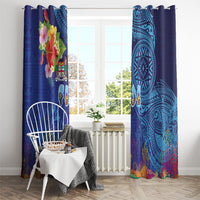 Fiji Day Window Curtain Coral Reef with Tapa Motifs and Hibiscus Ocean Vibe LT03 - Polynesian Pride
