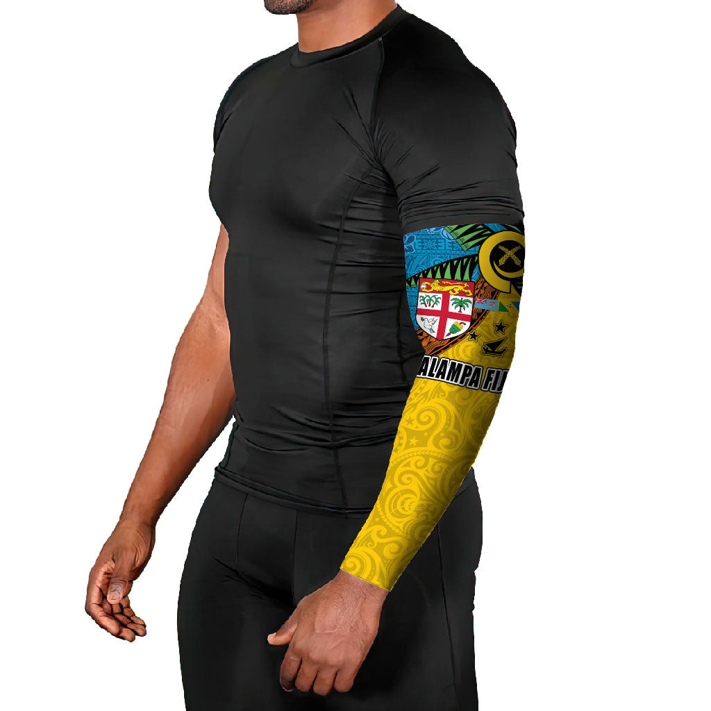 Malampa Fiji Day Arm Sleeves Tapa and Melanesian Patterns with Coat of Arms LT03 - Polynesian Pride